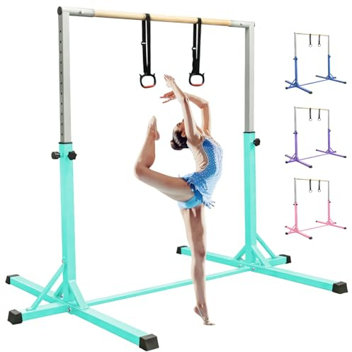 FBSPORT reckstange Outdoor Indoor Kinder turnreck turnstange gymnastikstange,13 Höhenverstellbar Gymnastik Bar Horizontale Bar mit Gymnastik Ringe,Training Fitnessstudio Bar Gymnastik Trainingsgeräte