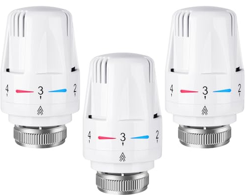 Flintronic 3 Stück Thermostat Heizung, M30 x 1.5 Heizkörperthermostat, Thermostatventilkopf, Thermostatkopf Heizkörperventil, Standardheizkör, Heizkörper Ersatzkopf, für Büro Zuhause