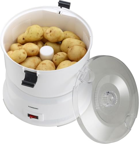 MELISSA 16220008 Sparschäler elektrisch - Schäler - Kartoffelschäler mit Salatschleuder Gemüseschäler - Peeler - 1kg Kapazität - 85 Watt - weiß