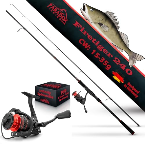 Paradox Fishing Firetiger Spinnrute I 2,1m/2,4m/2,7m I 5-20g/ 15-35g/ 20-60g I Barsch Rute I Zanderrute I Hecht Rute - Spinnruten