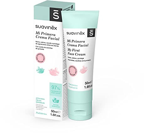 Suavinex, Gesichtscreme für Babys, geeignet für Neugeborene, geeignet für empfindliche Haut, tägliche Anwendung, nährt, beruhigt und schützt vor äußeren Einflüssen, einfache Absorption, 97%
