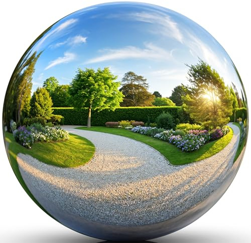 Intergarden Dekokugel Garten D:30cm, Edelstahlkugeln Garten, Gartenkugeln für außen Winterfest, Teichkugeln, Schwimmkugel Edelstahl, Edelstahlkugel außen