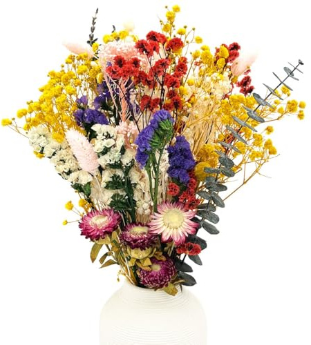 CAwished 32 Stück Trockenblumenstrauß Naturliche Trockenblumen Deko Tischboho Naturliche Blumen aus echten Blumen für Wohnzimmerdeko Hochzeitsarrangement