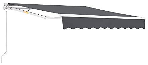 [en.casa] Markise Balkon Bitonto 350 x 250 cm Gelenkarmmarkise mit Handkurbel Sonnenschutz für Terrasse außen Balkonmarkise Outdoor Aluminiumgestell wetterfest Dunkelgrau