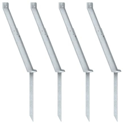 JYiuog Bodenanker-sturmanker für sichtschutzzaun,Verzinkter Stahl Erdanker für Zaunpfosten,pfostenanker für Gartenzaun,Windanker zur Stabilisierung (4, Silber)