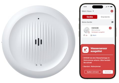 X-Sense 2-in-1 WLAN-Wassermelder mit Frostwarnung, Tieftemperatur-Melder, Smarter Sensor mit App-Benachrichtigungen, für Küche, Bad und Keller, kompatibel mit der X-SENSE Home Security App, SWS0B