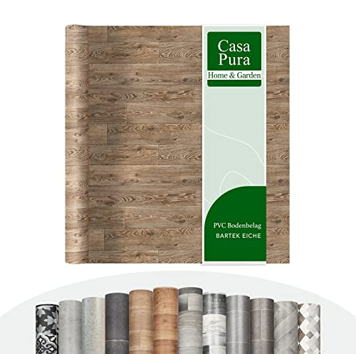 casa pura Vinylboden Meterware Holzoptik Fliesenoptik Steinoptik - PVC Bodenbelag - Vinyl Designbelag für Küche, Bad & Wohnbereich (Bartek Eiche, 100x150 cm)