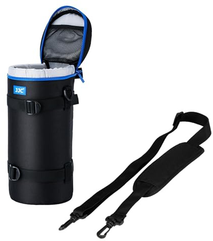 JJC Deluxe Wasserabweisende Objektivtasche mit Schultergurt Größe 12.5x29cm | Innenfutter Polyester & Polsterung 12mm Schaumstoff, Tragegriff an der Oberseite, 4 verschiedene Tragevarianten