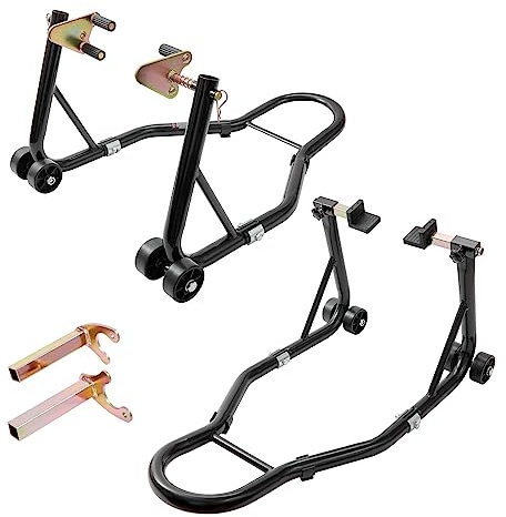 VEVOR Motorrad Ständer Set Montageständer 0,39 t Belastbar, U-Type + L-Type, 225–350 mm / 230–330 mm Hinten Montageständer Motorrad Heber Montagelift Montageheber, mit Vier Laufrollen Montageständer