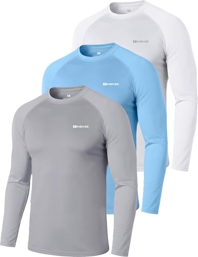ZENGVEE 3er Pack UV Shirt Herren Rashguard UPF 50+ UV Schutz Shirt Schwimmshirt Herren Lässig Sonnenschutz Sport Tshirt Männer Atmungsaktiv für Wasser Surfen Schwimmen (0618-White Blue Gray-XL)