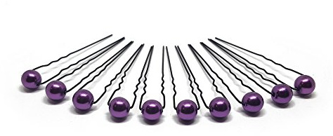 10 x Perlen Haarnadeln - Brauthaarschmuck, Haarschmuck, Perlenhaarnadel | 10PS - Lila