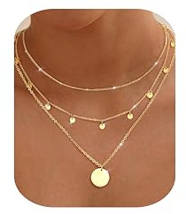 Chriscoco 3Pcs Kette Gold Damen Wasserfest Layering Silber Halskette Damen | Einstellbare,Edelstahl Ketten mit Coin/Herz Anhänger,Goldkette,Silberkette,14K Vergoldet Chain Kette,Stapelbare Schmuck