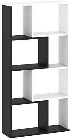 Bücherregal 8 Fächer Standregal Aufbewahrung (60x120 cm, Weiß Schwarz)