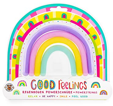 TRENDHAUS Powerschnur Set „Regenbogen“ mit Glitzer, 4 Stück, Sensorik-Spielzeug für Kinder