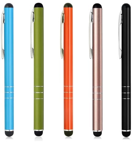 5 Stück Touchscreen Stift, Handystifte zum Tippen, Eingabestifte für iPhone, Samsung Galaxy, Xiaomi, Google Pixel Motorola, Tablets und Alle Smartphones, Blau, Grün, Orange, Gold, Schwarz