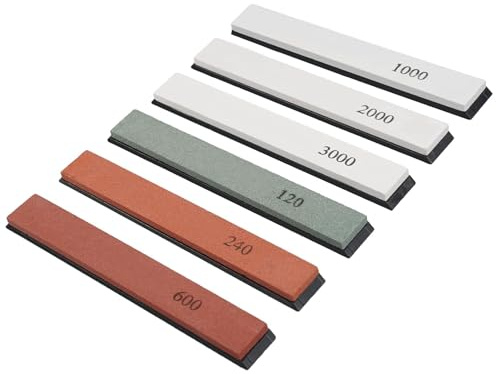 6 Stück Messer Schleifstein Set, Messerschärfer Mit Festem Winkel, Abziehstein Sharpening Stone, Professionelles Set Mit Sockel für Küche, Im Freien