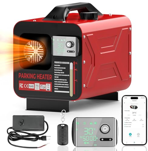 GEARLASSO 8KW Diesel Standheizung,12V 24V Luft Dieselheizung mit APP-Steuerung Fernbedienung, All in One Luftheizung Lufterhitzer mit Schalldämpfer für Auto RV Boote LKW KFZ mit LCD Schalter