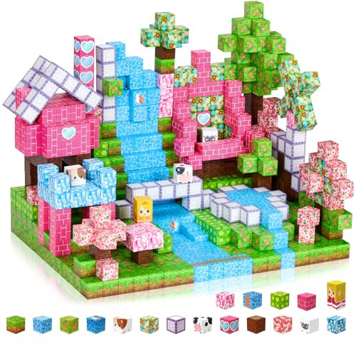 Coolzon Magnetische Bausteine Blöcke 154 Stück, Magnetbausteine Build Mine Magnete Welt Set,Montessori Spielzeug & Knobelspiele, Magnetisches Spielzeug für Jungen und Mädchen ab 3 4 5 6 7 8 9 Jahre