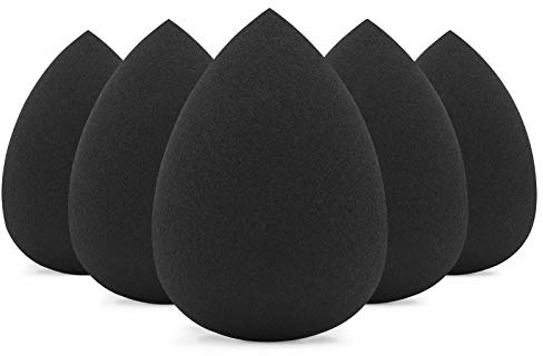 BEAKEY Makeup Schwamm Set, Foundation Blending Beauty Sponge, Make up Schwamm Makellos für Flüssigkeit, Creme und Puder, Latexfrei und Vegan Makeup Schwämme, 5 Stück Schwarz