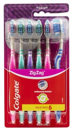 Colgate Zahnbürste ZigZag, mittel, 6 Stück - Vorteilspack, Zahnbürste für Tiefenreinigung