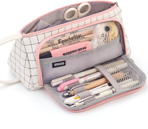 EASTHILL Federmäppchen Pencil case mit grossem Fassungsvermögen Mäppchen Schreibwarenbeutel Bleistift Beutel für Middle School College Office Studentin Mädchen Geschenk -kariert