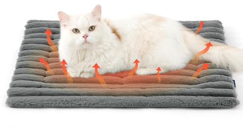 BEDSURE selbstheizende Katzendecke,wärmedecke Katze waschbare,61x46cm,Grau | Katzenbett waschbare wärmedecke Katze, selbstwärmende Katzendecke, wärme Hundematte Rutschfester Unterseite kleine