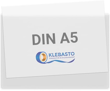 KLEBASTO Selbstklebetaschen | Transparent | Sichttaschen zum Kleben | Infotaschen zum Kleben | Rechtecktaschen Transparent (DIN A5 | Breite Seite Offen, 20)