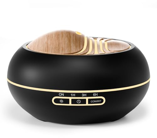 SALKING Aroma Diffuser für Ätherische Öle - 400ml Aromatherapie Raumduft Ultraschall Diffusor Schwarz Holzmaserung Duftöldiffusoren Duftdiffusor Duftlampe Elektrisch RGB für Zuhause Büro Yoga Schlafen