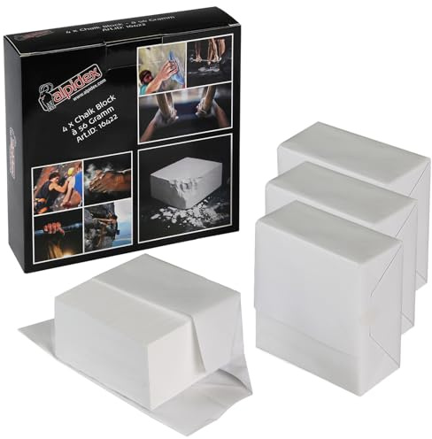 ALPIDEX 4 x Chalk Block 56 g Kletterkreide Bouldern Klettern Magnesia | Magnesiumpulver, Griffkraft, Calisthenics, Reck, Kreuzheben, Gym, Fitness, staubarm, Krafttraining, Poledance, rein, ergiebig
