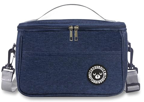 TUXUNQING Kühltasche 7.5L faltbar, Isoliertasche für Picknick, Reisen & Arbeit, Wiederverwendbare Lunchtasche mit Tragegriff, wasserabweisend, geeignet für Lebensmittel, Getränke (Blau/26*16*18cm)