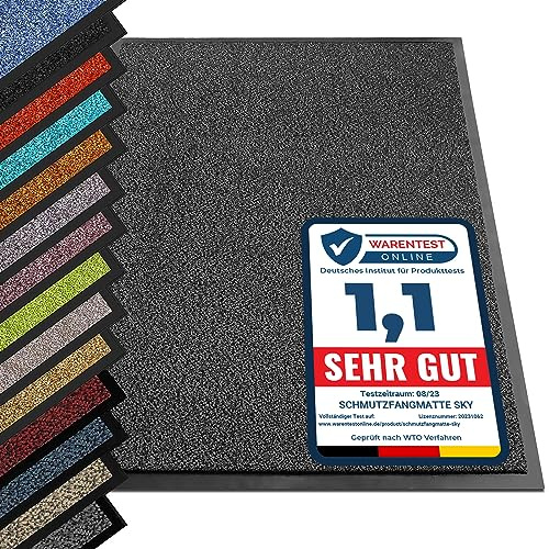 etm Schmutzfangmatte - Note 1,6: Sieger Preis-Leistung - Fußmatte in vielen Größen - Türmatte Fußabstreifer für Haustür innen und außen (Anthrazit-Schwarz, 90x120 cm)