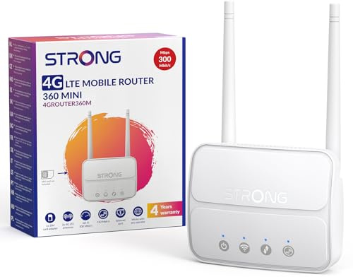 STRONG N300 Mbit/s WLAN 4G Router, 4G Cat4 LTE Netzwerk, 100Mbit/s LAN-Port, Abnehmbare Antennen, SIM-Karten-Router, Unterstützt bis zu 32 Geräte, Plug & Play, USB 3.0, Weiß