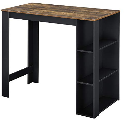 [en.casa] Bartisch Danderyd Bistrotisch Esstisch 120 x 60 x 106 cm Küchentheke mit 3 Ablagefächern Stehtisch Bartheke für Esszimmer Wohnzimmer Küche Schwarz/Eiche, dunkel