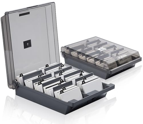 dabinzhijia Visitenkartenbox, Visitenkarten Aufbewahrungs Box Transparent, Visitenkartenhalter Organizer Box mit Deckel, Maximale Kapazität 1000 Karten