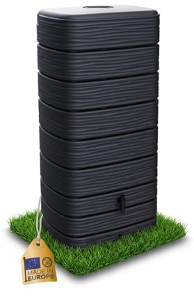 Ondis24 Regenwasser Wandtank Regenfass Eco 650 Liter Graphit anthrazit inkl. Wasserhahn
