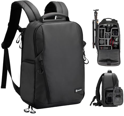 TARION Kamerarucksack, Wasserdicht Fotorucksack SLR Kameratasche Kamera Rucksack mit 14 Zoll Laptopfach und Regenschutz für Spiegelreflexkameras