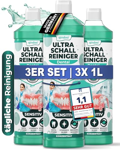Qindoo Prothetik & Dental Ultraschallreiniger Konzentrat, Effektive Reinigung für Dentalprodukte, Ultraschall Dentalreiniger, Zahnprothesen (3 Liter)