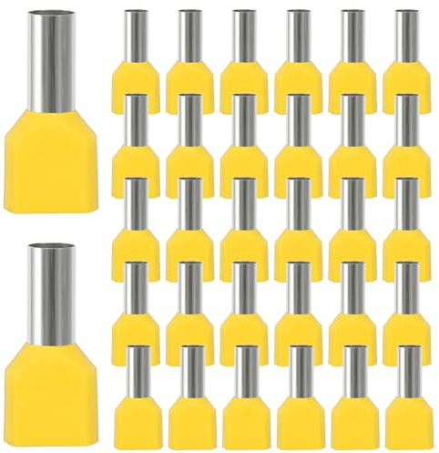 FASBET 100 Stück Twin Aderendhülsen 6mm² Doppelt Set Zwillingaderendhülsen Twin Aderendhülsen 2 x 6,0mm² Lang Doppel Aderendhülsen 6mm2 Zwilling Aderendhülsen Set Aderendhülsen Set Twin 2x6 mm2