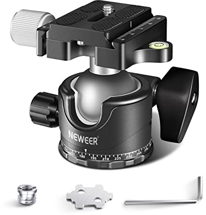 NEEWER Low Profile Kugelkopf für Kamerastativ,36mm Metall Panorama Stativkopf mit Niedrigem Schwerpunkt Kompatibel mit Arca 1/4”Schnellwechselplatte für Stativ Slider DSLR Camcorder Trgkr: 15kg, GM36