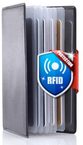 Festland DESIGN® Kartenetui Kreditkartenetu mit RFID-Schutz für 8 Karten - Kartenhülle EC Schutzhülle Slim Wallet Card Holder - Kartenhalter Geldbörse für Damen und Herren Kunststoff schwarz