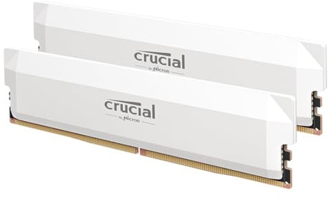 Crucial Pro DDR5 RAM 64GB Kit (2x32GB) 6000MHz CL40, Overclocking Gaming, Intel XMP 3.0 / AMD EXPO, PC Computer Arbeitsspeicher, Weiß - CP2K32G60C40U5W