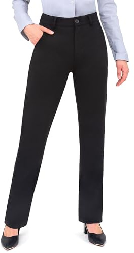 Bamans Geradlinige Anzughose Damen Business Büro Hose mit Taschen | Modische elegante Freizeithose, großzügige Passform, ideal für Beruf, Büro und Alltag