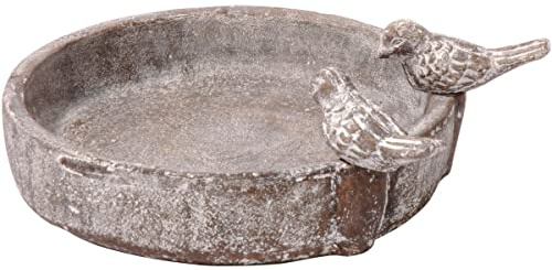 dobar® Klassische Vogeltränke Pool-Oase - Vogelbad aus Zement - Vogelbecken für Wildvögel - Wassertränke für Garten/Terrasse/Balkon - Ø 24,5 cm - Grau
