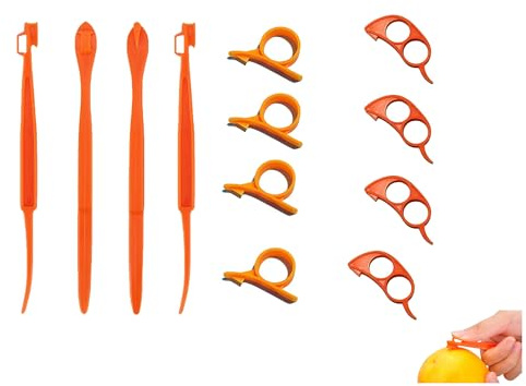 XiaZhiZhen Orangenschäler Orangenschneider Zitronenschäler Zitrusfrüchte-schäler Fruchtschäler Plastikschäler Küchengeräte Zitrone und Grapefruit Schälen 12 Stück