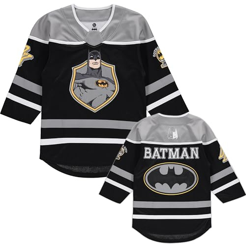 DC Comics Batman Jungen 4-20 Langarm Hockeytrikot schwarz/grau