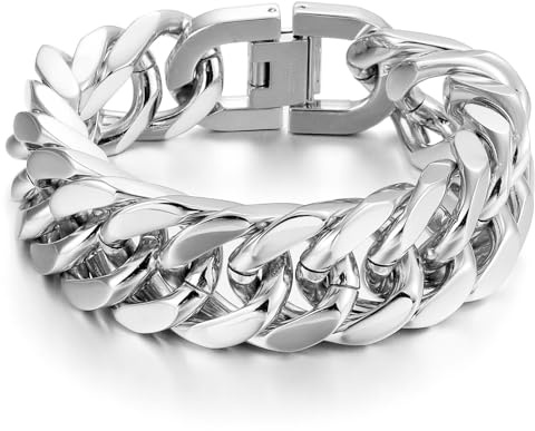 AFSTALR Gold/Silber/Schwarz Armband Herren Edelstahl Armbänder Panzerkette 8/12/17mm Breite Glatt Kubanische Cuban Armreif Men's Bracelets Schmuck Jewellery Geschenk für Männer Jungen 18cm/20cm/22cm