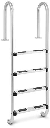 Uniprodo Uni_Pool_Ladder_1570 Poolleiter Edelstahl 4 Stufen Schwimmbadleiter 180 kg Tiefbeckenleiter Enger Holmbogen