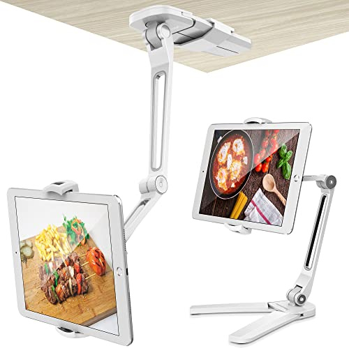 AboveTEK Tablet Halterung – Wand- & Tischhalter, Höhenverstellbar & 360° Drehbar, Tablet Ständer Kompatibel mit Handy, iPad, Kindle, Bett, Küche, Wand(4.7–13.5 Zoll) - WEIß