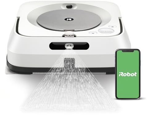 iRobot Braava jet m6138 Wischroboter mit WLAN, Präzisions-Sprühstrahl, Nass- und Trockenreinigung, Weiß/Silber