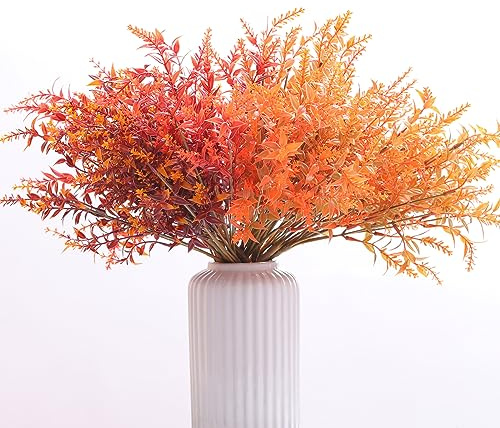 HBell 12 Bündel künstliche Herbstblumen Keine Fade Faux Herbst Pflanzen, gefälschte Indoor Outdoor Greenery für Thanksgiving Weihnachten Hochzeit Party Haus Garten Dekor (Herbst)